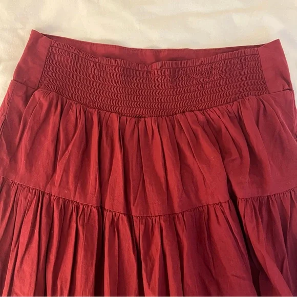 NWT ANTHROPOLOGIE TIERED LACE
MAXI SKIRT Deep Red - Picture 4 of 7